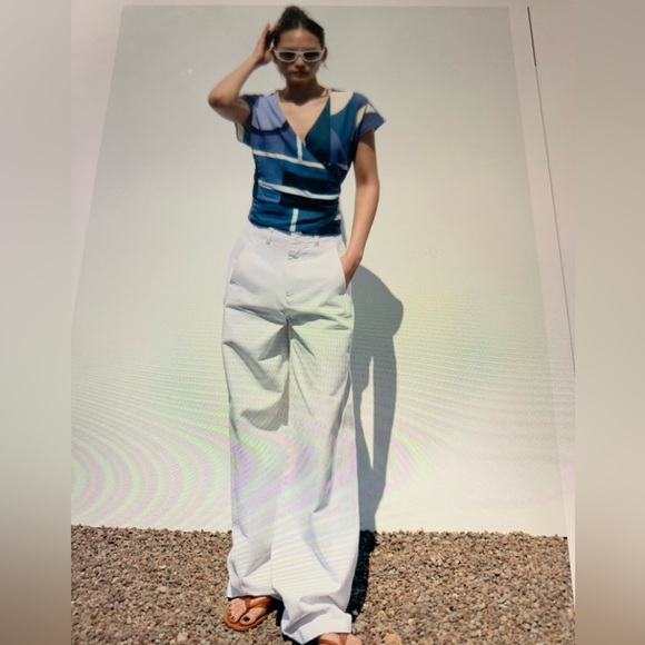 Zara Tops - Zara Top. New. Linen Blend Printed Top